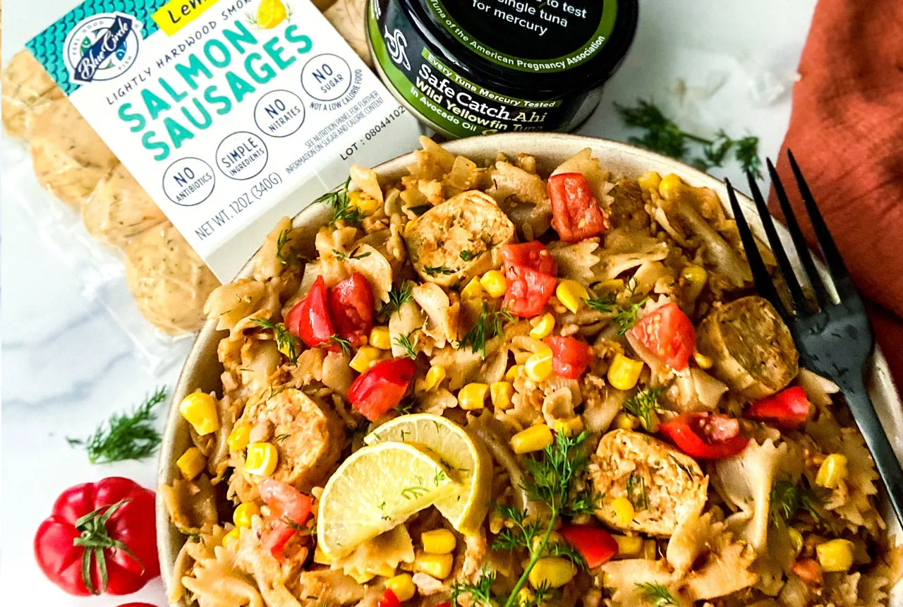 Cajun Tuna and Salmon Sausage Pasta