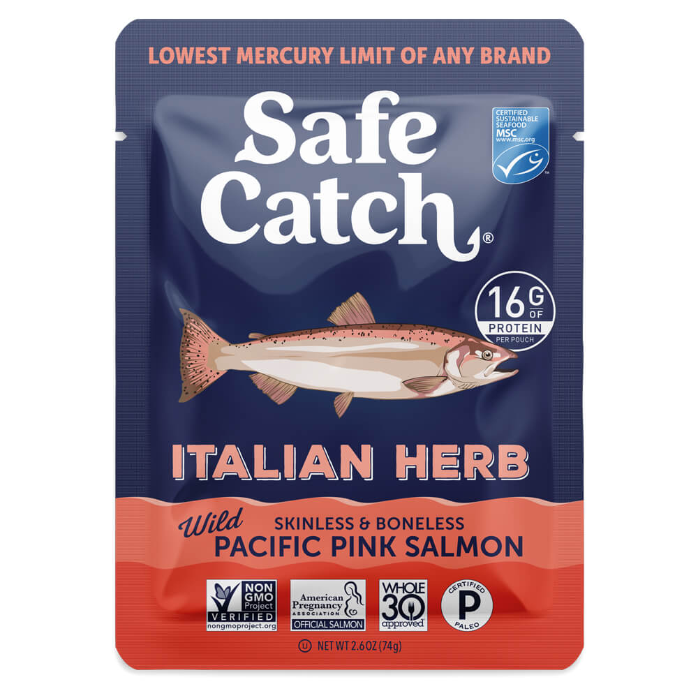Safe Catch Wild Pink Salmon, Italian Herb, Pouch - 12 x 2.6 oz